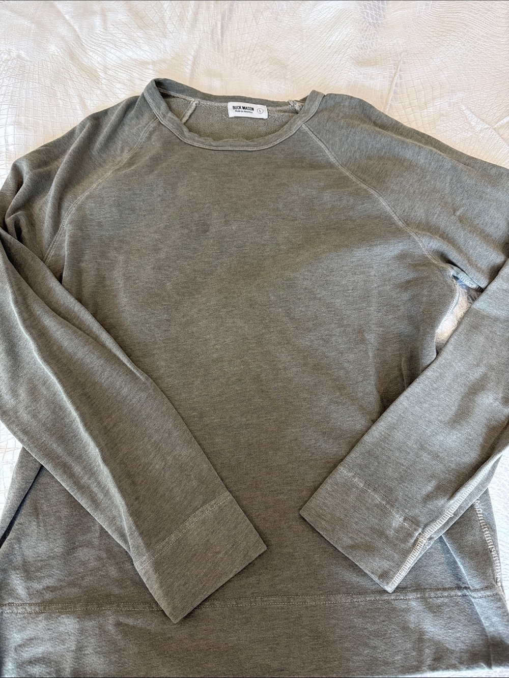 Buck Mason Olive Green Crewneck Sweatshirt
